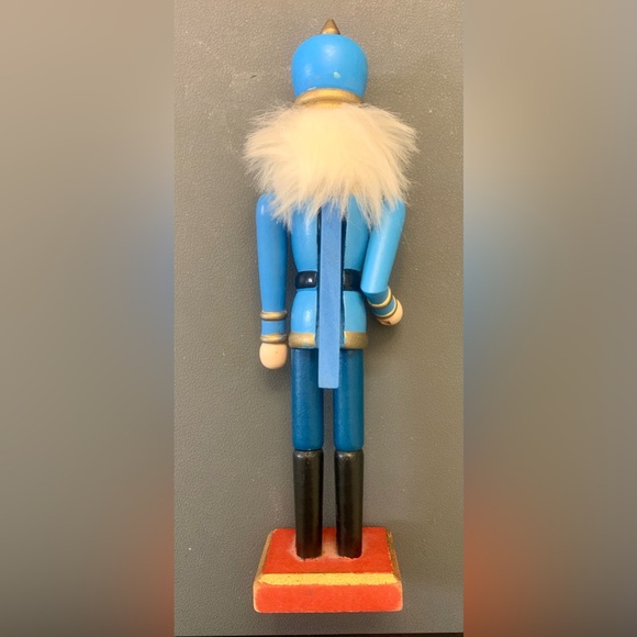 Blue 10 in Vintage Wooden Nutcracker Soldier Figurine Christmas Holiday Decor - Picture 3 of 3